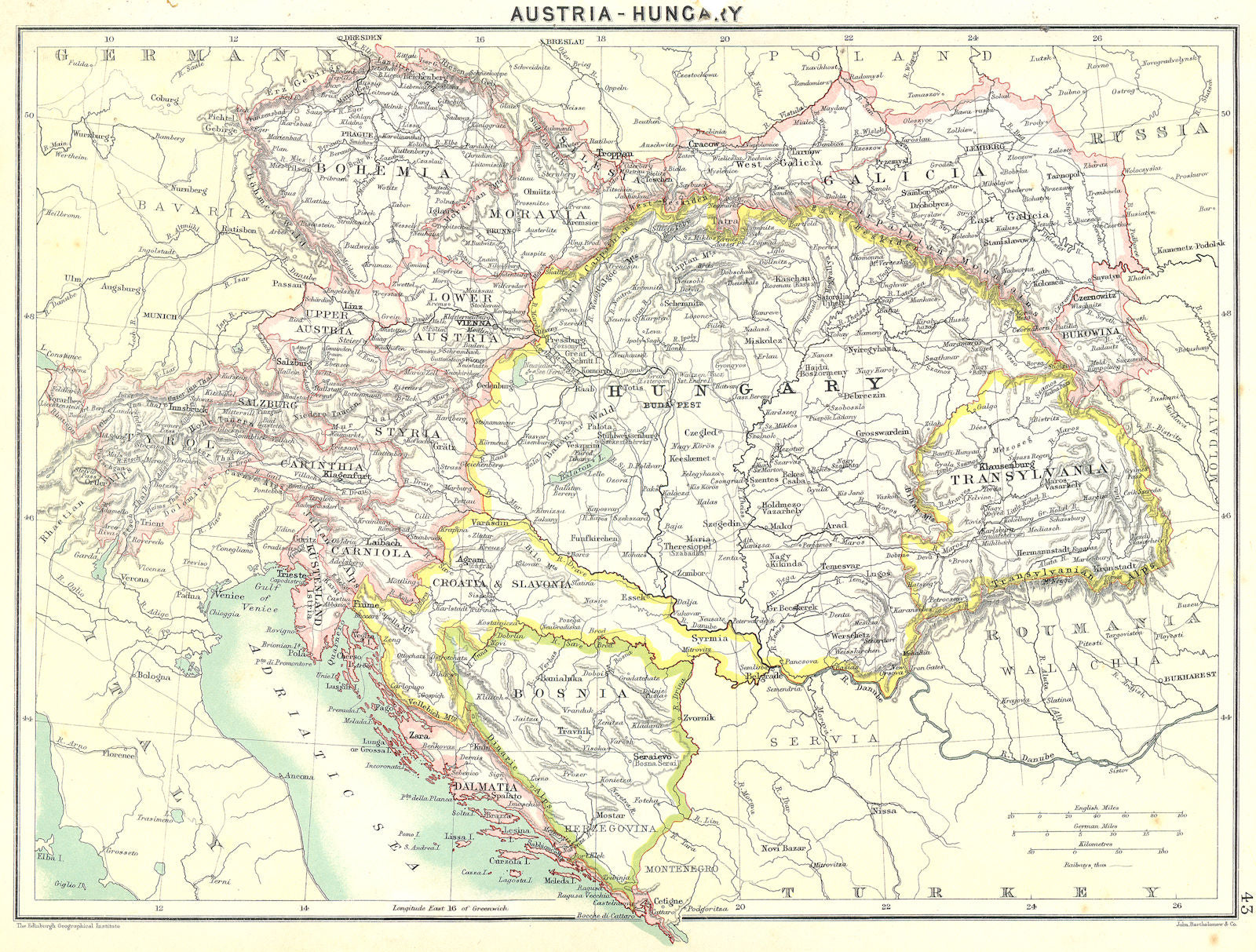 AUSTRIA. Hungary 1900 old antique vintage map plan chart